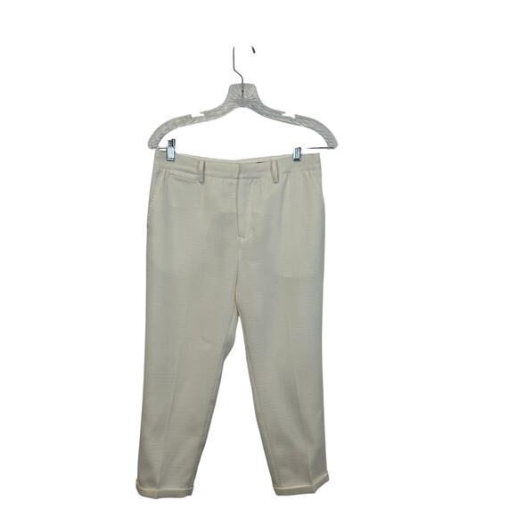 Atsuro Tayama Textured Cropped Tailored Pants Size 4 Cream MinimalistLuxury